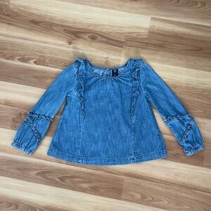 Gap Kids Ruffled Denim Shirt Size Small